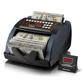 Aneken bill counter displaying counted USD and EUR banknotes