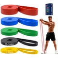 Colorful WSAKOUE resistance pull-up bands laid flat