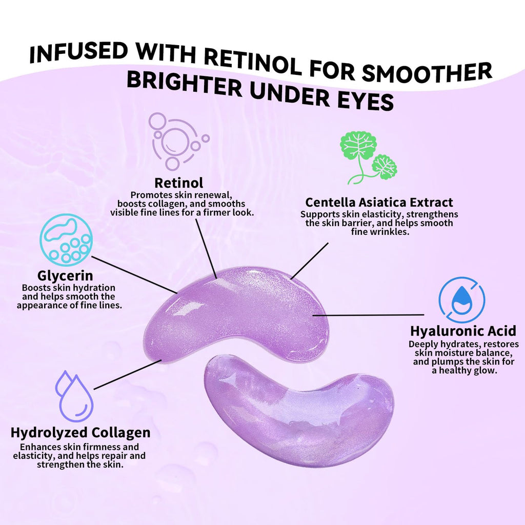 Maskiss Retinol Under Eye Patches (24 Pairs), Lavender Purple Eye Masks for Dark Circles, Puffy Eyes & Wrinkles, Firming Collagen Eye Patches, Vegan Cruelty-Free Skincare Gifts for Women image 4