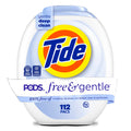 Box of Tide PODS Free & Gentle laundry detergent pacs, 112 count