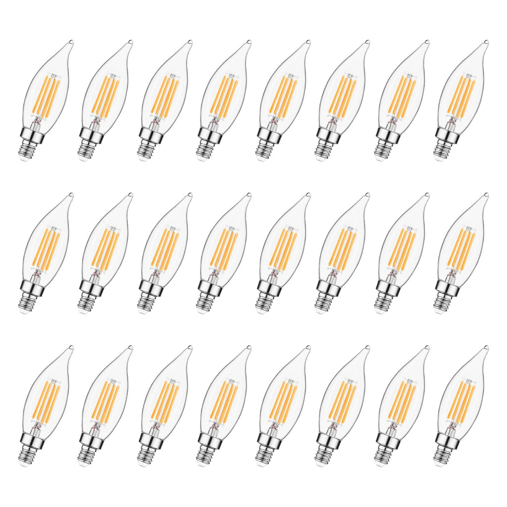Sigalux E12 LED Bulb Dimmable, 60 Watt Equivalent Candelabra Bulb 2700K Soft White, Chandelier Light Bulbs, CA10 Candle Bulbs for Chandelier, 5W, 450LM, 24 Pack