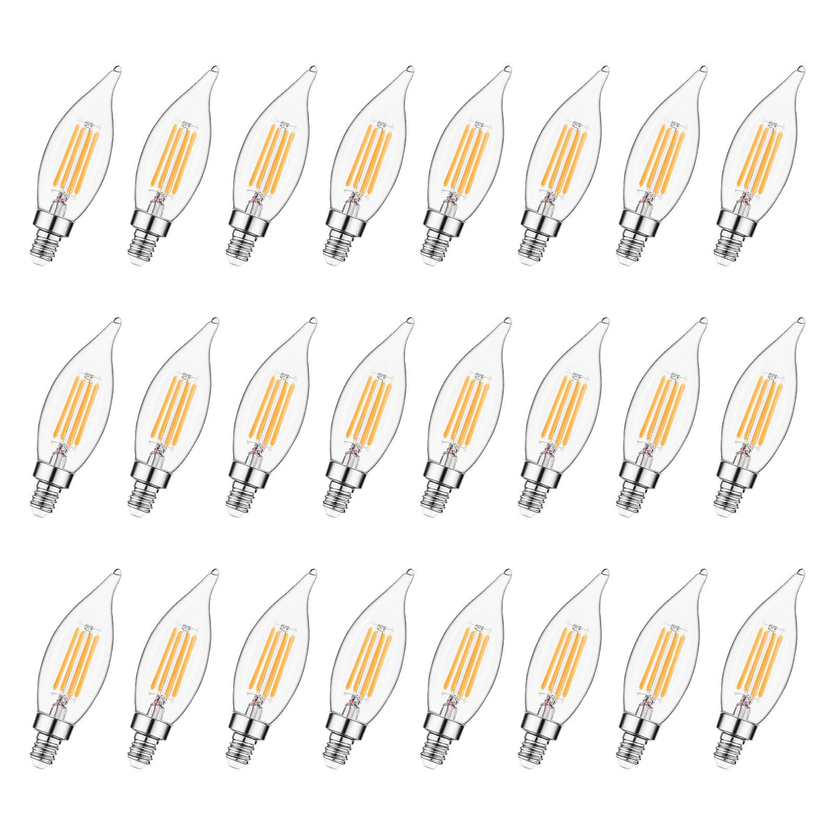 Sigalux E12 LED Bulb Dimmable, 60 Watt Equivalent Candelabra Bulb 2700K Soft White, Chandelier Light Bulbs, CA10 Candle Bulbs for Chandelier, 5W, 450LM, 24 Pack