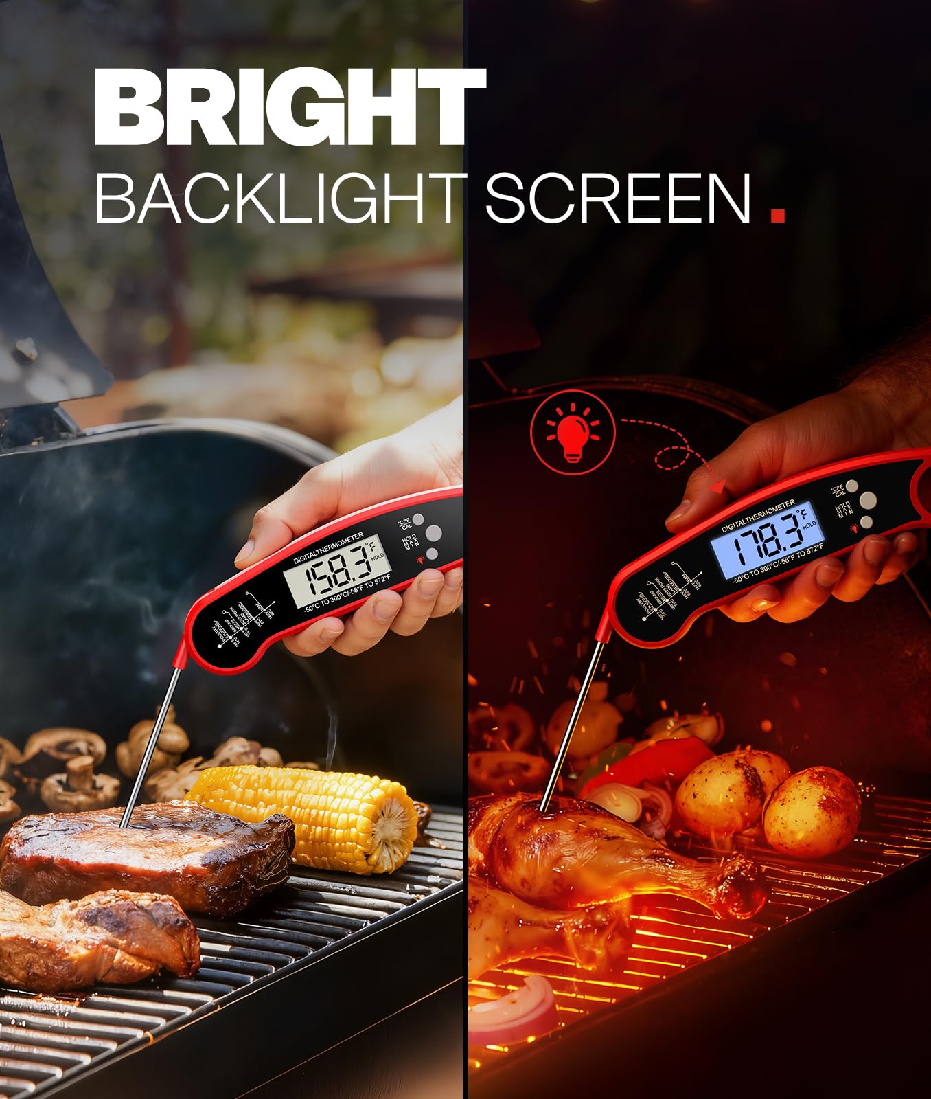 Instant Read Meat Thermometer Digital, 1-2 Sec, Food, Cooking, Grilling image 4