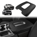 Black Muslogy thick bench armrest cover installed on Silverado front console