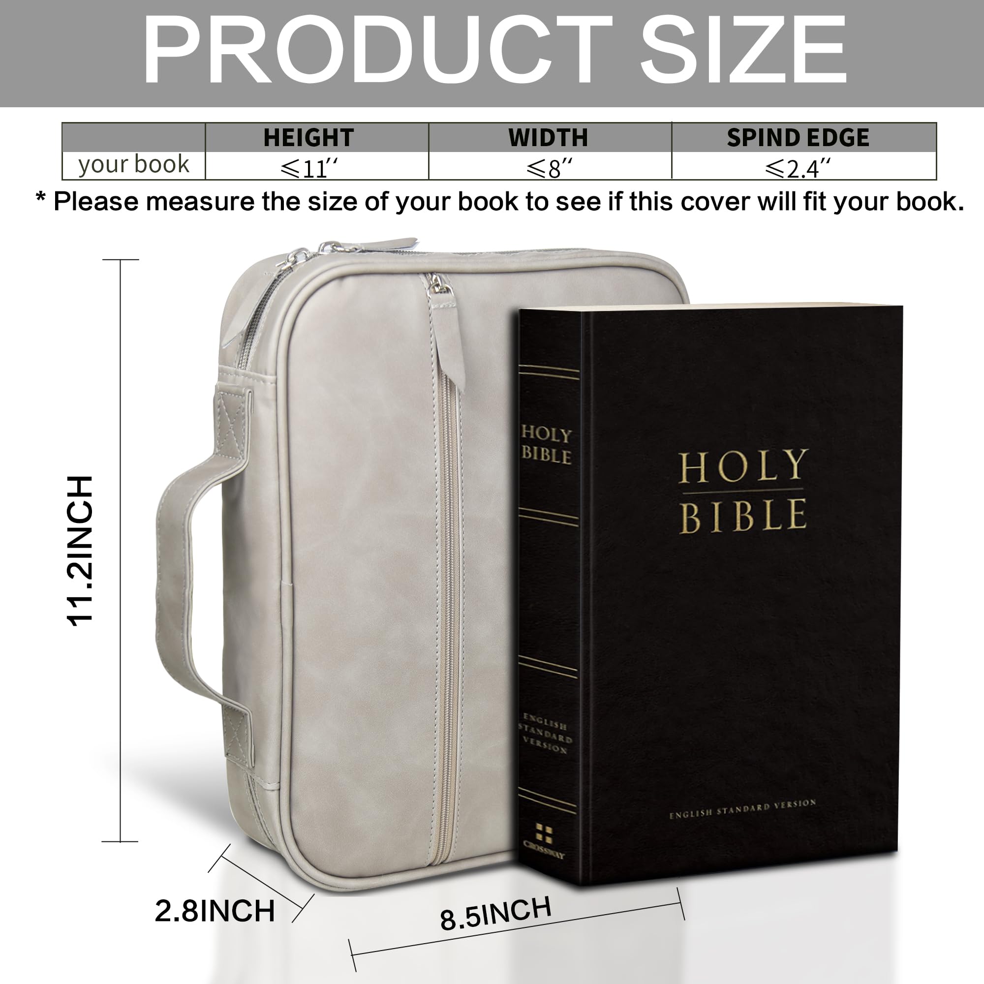 Orionstar Leather Bible Cover for Women Men, Water-Resistant Case, Large image 3