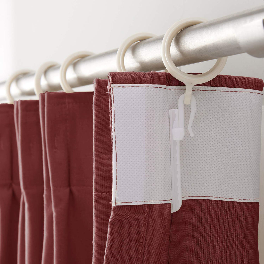 Tonella Linen Curtains,  Pinch Pleat-Double，Pink 20 sets, khaki 14 sets, light camel 24 sets, brown 31sets (1 set = 2 pieces) 52"W*96"L image 3
