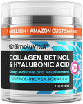 SimplyVital 1.7 oz face moisturizer labeled Retinol Collagen Hyaluronic Acid
