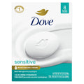 Eight Dove Sensitive Beauty Bar soaps 3.75 oz each, fragrance-free packaging