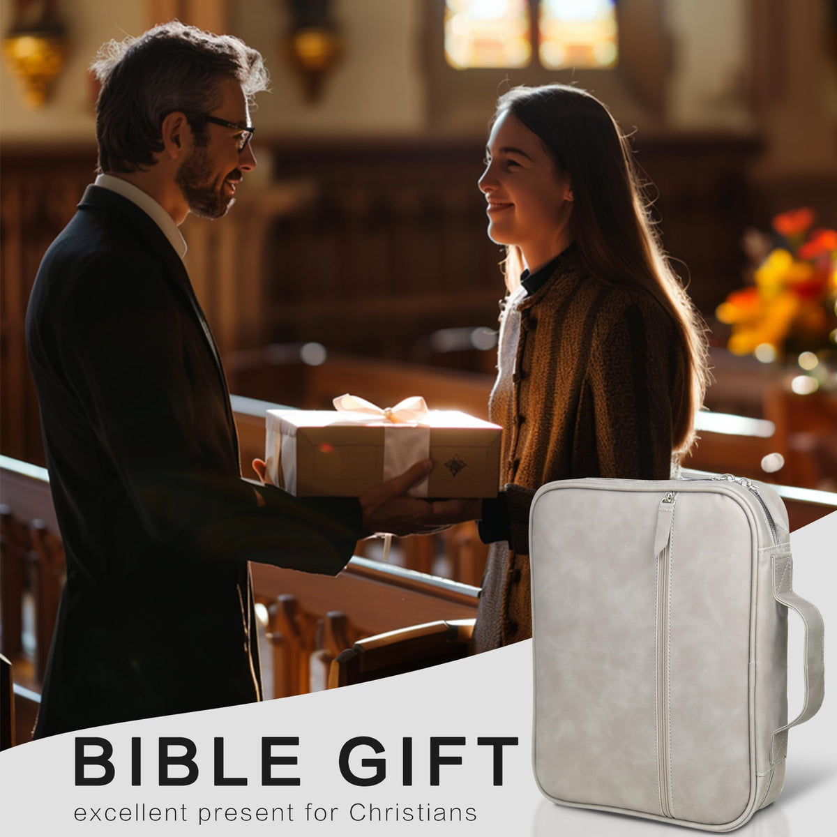 Orionstar Leather Bible Cover for Women Men, Water-Resistant Case, Large image 7