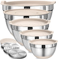 Umite Chef stainless steel nesting mixing bowls with airtight lids and grater attachments