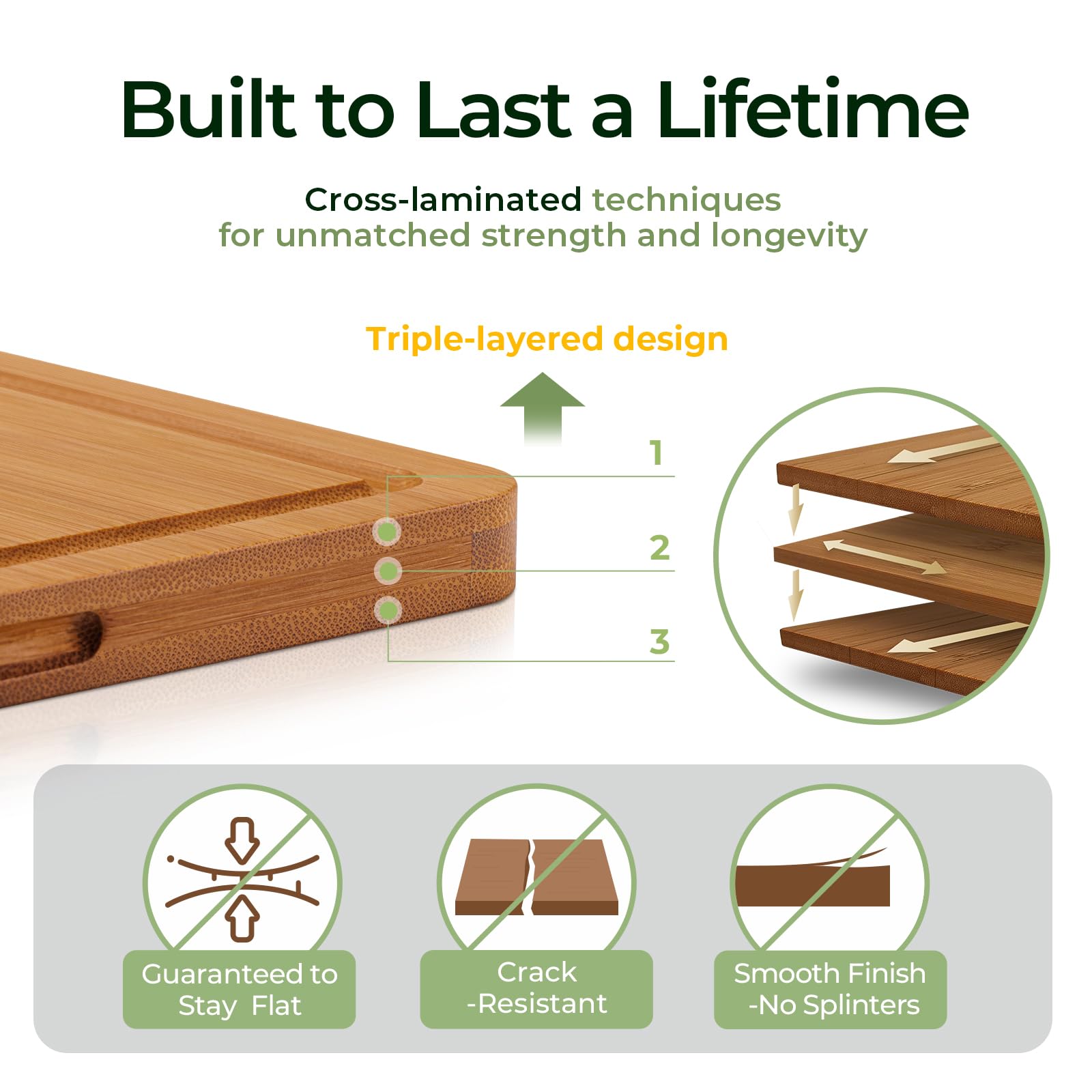 Keechee Carbonized Bamboo Cutting Board for Kitchen, XL Chopping Block image 6