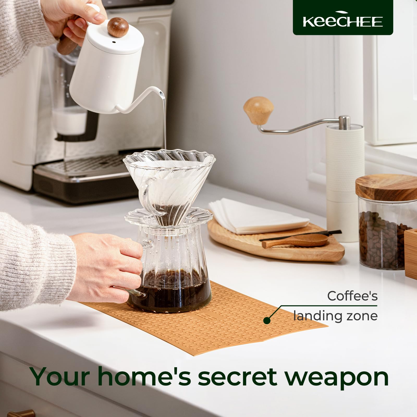 Keechee 2PCS Silicone Non-Slip Mat for Cutting board, Preventing Cutting Injuries in the Kitchen Chopping Boards Feet for Kitchen Safe, Warm Gifts for Kitchen & Home Protector (Brown) image 6