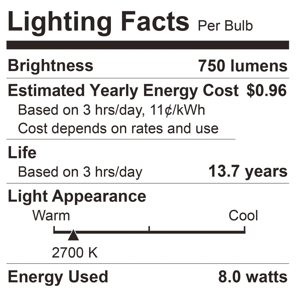 Sigalux A19 LED Light Bulbs Dimmable,60W Equivalent 750 Lumens, 2700K Soft White, E26 Base, 15,000-Hour Lifespan, 8W Energy Saving LED Bulbs, Ideal for for Living Room & Bedroom Lighting, 6 Pack image 8