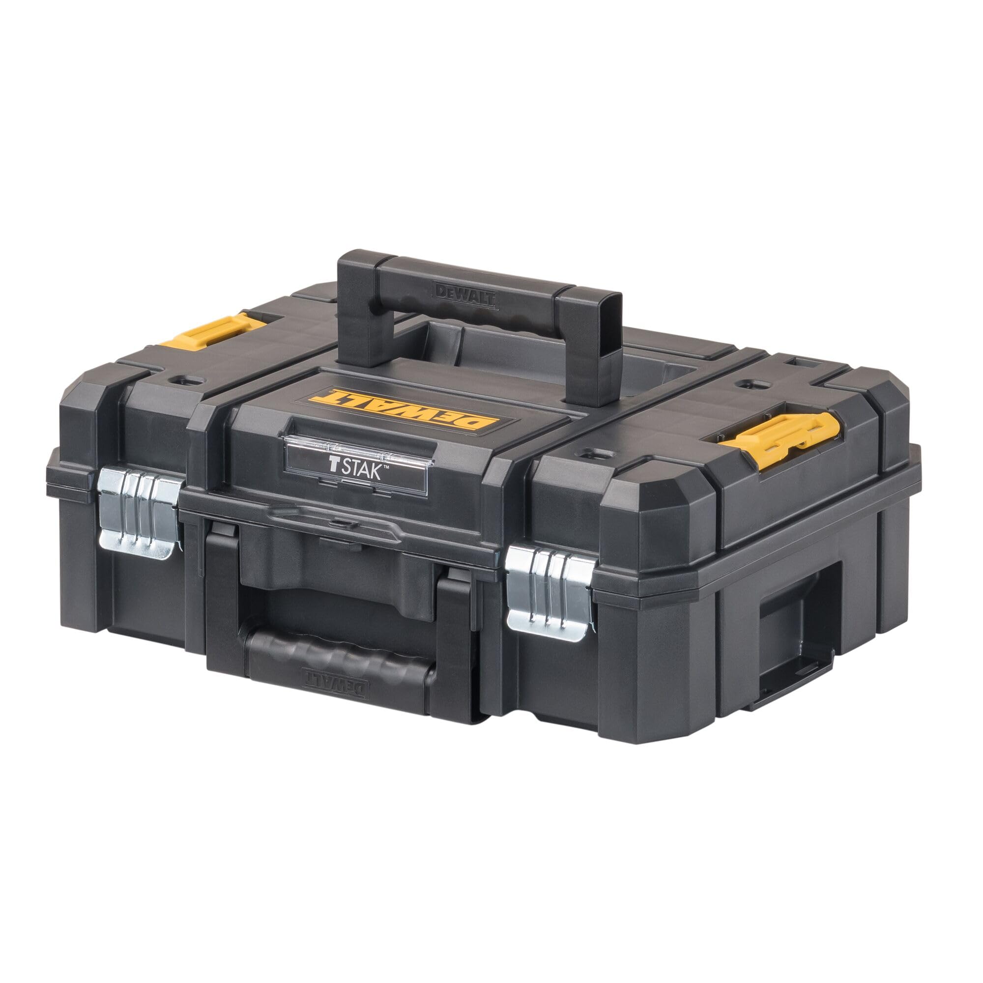DEWALT TSTAK II 13-inch flat top yellow and black stackable toolbox