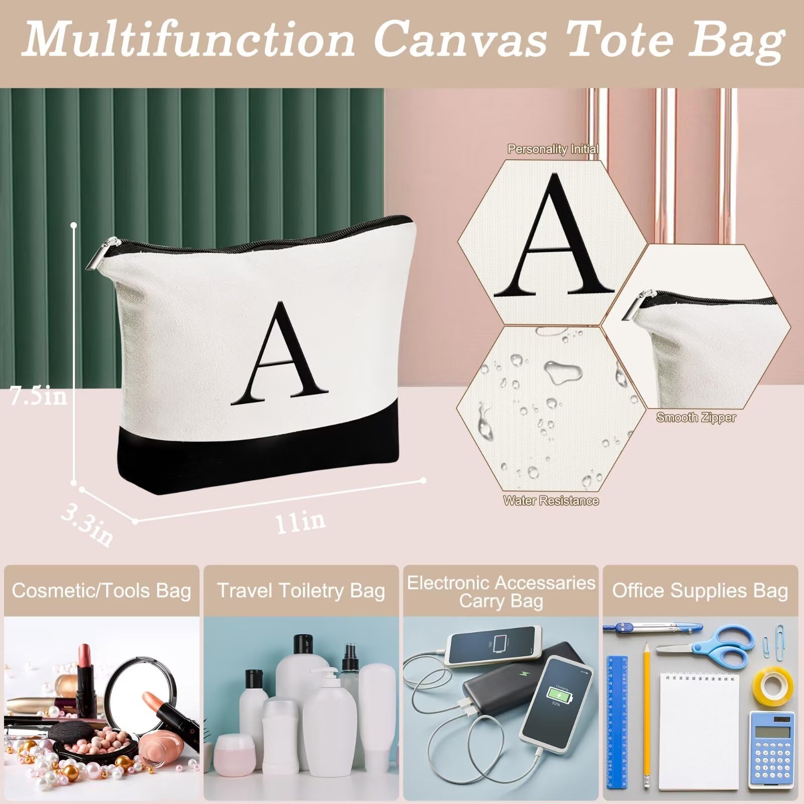 YOOLIFE Birthday Gifts for Women Mom Daughter, Canvas Tote Bag, Initial K image 4