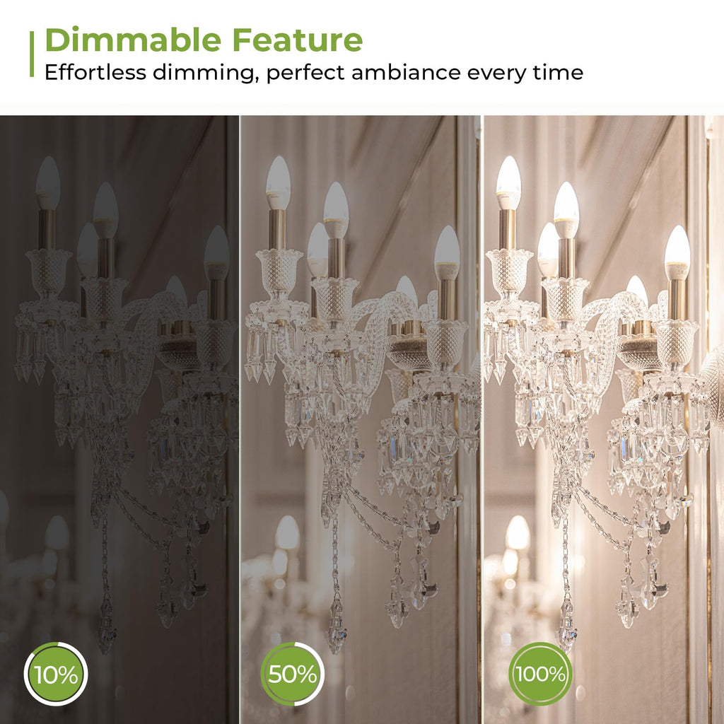 Sigalux Dimmable E12 LED Candle Bulbs for Chandelier, 40W Equivalent, 5000K Daylight White, 3W, 300LM, B10 Shape, 6-Pack image 4