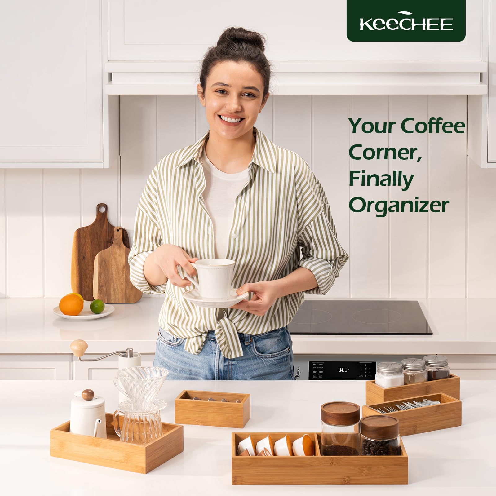 keechee 5-Piece Drawer Organizer Set, 2.2" Deep Multi-Use Organizers for Utensils, Silverware, Cutlery, Desk, Bathroom, Junk Drawer & Makeup, Non-Slip Feet Included. image 7