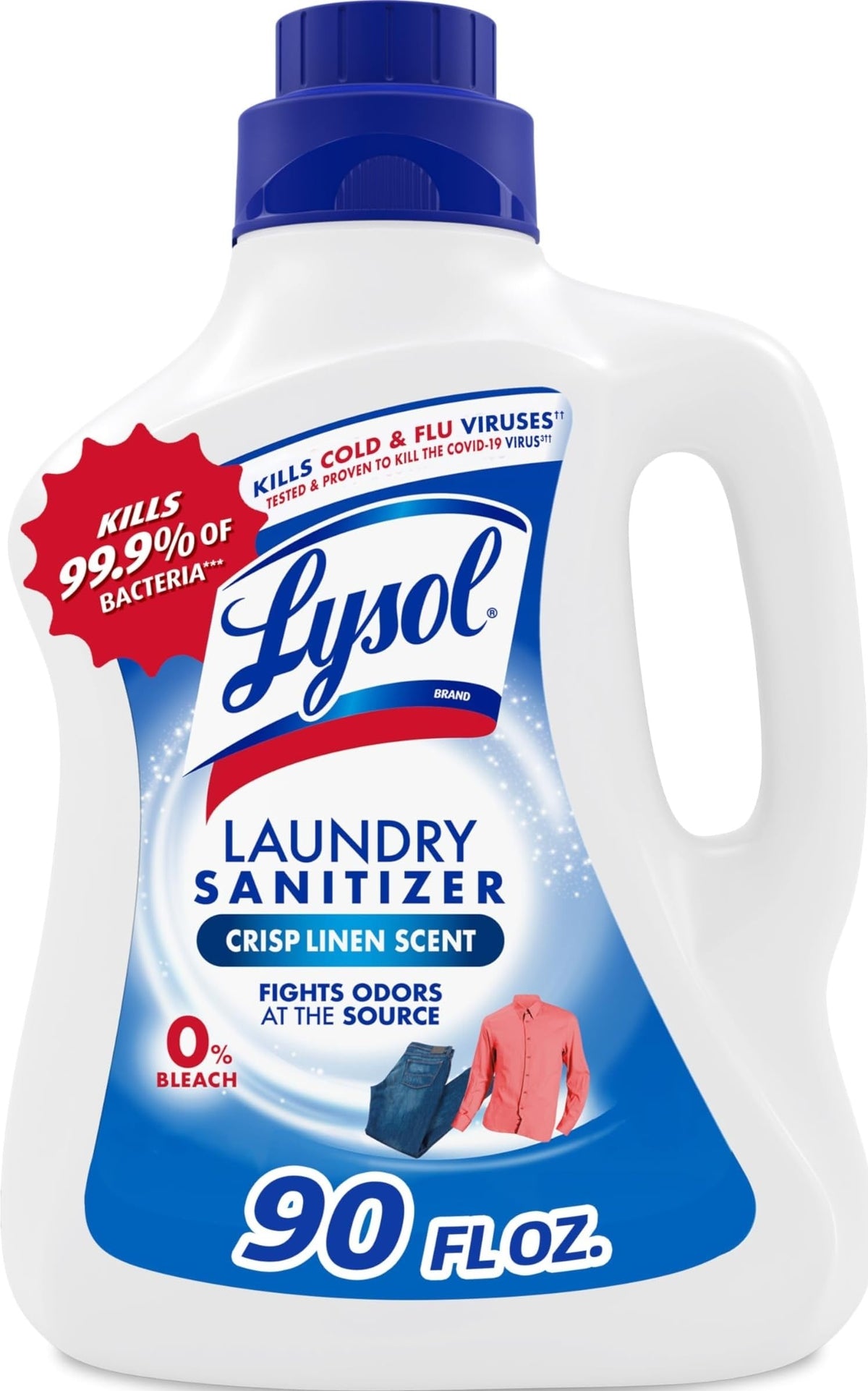 90oz bottle of Lysol Laundry Sanitizer Liquid in Crisp Linen scent