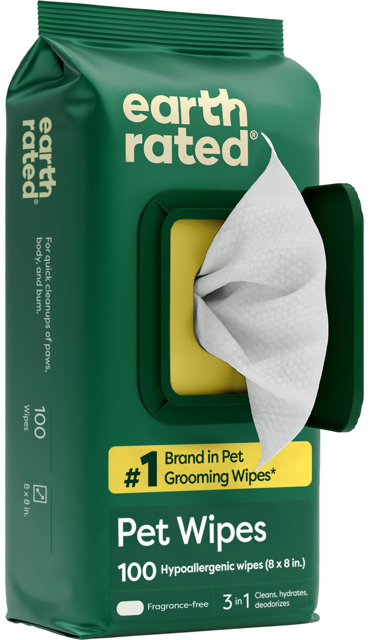 Earth Rated unscented dog paw and butt wipes 100 count pack