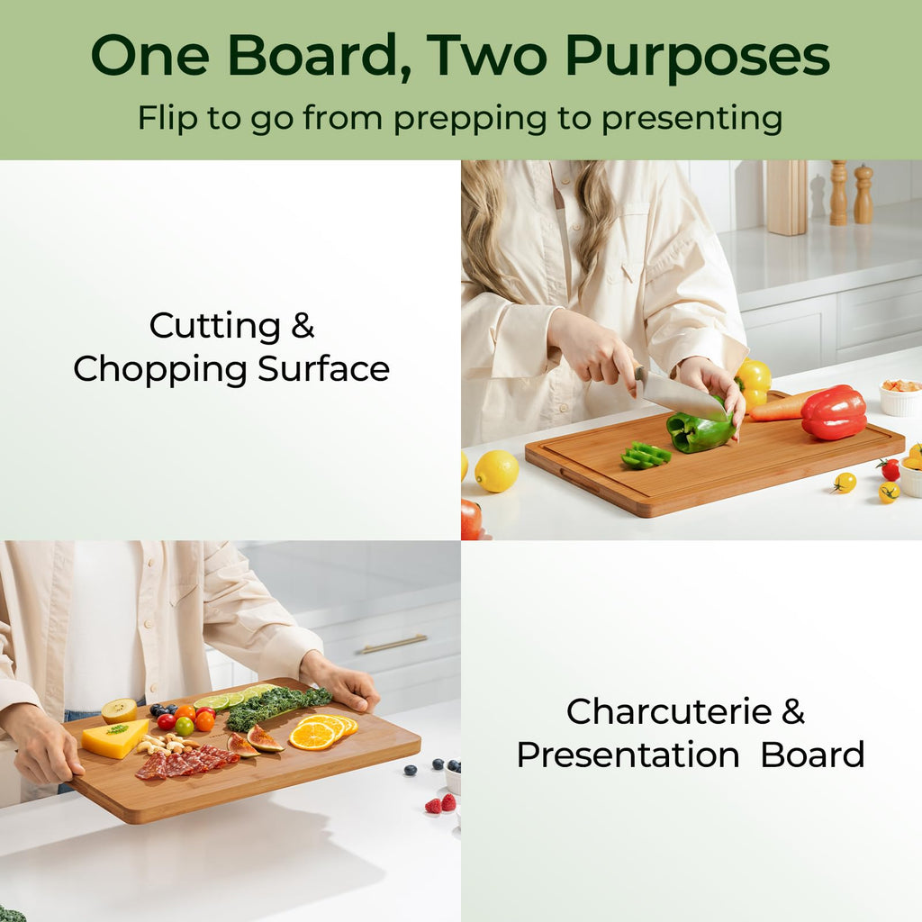 Keechee Carbonized Bamboo Cutting Board for Kitchen, XL Chopping Block image 3