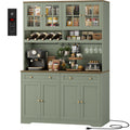 Green HOSTACK 75 inch kitchen pantry storage cabinet with multiple doors and interior shelves