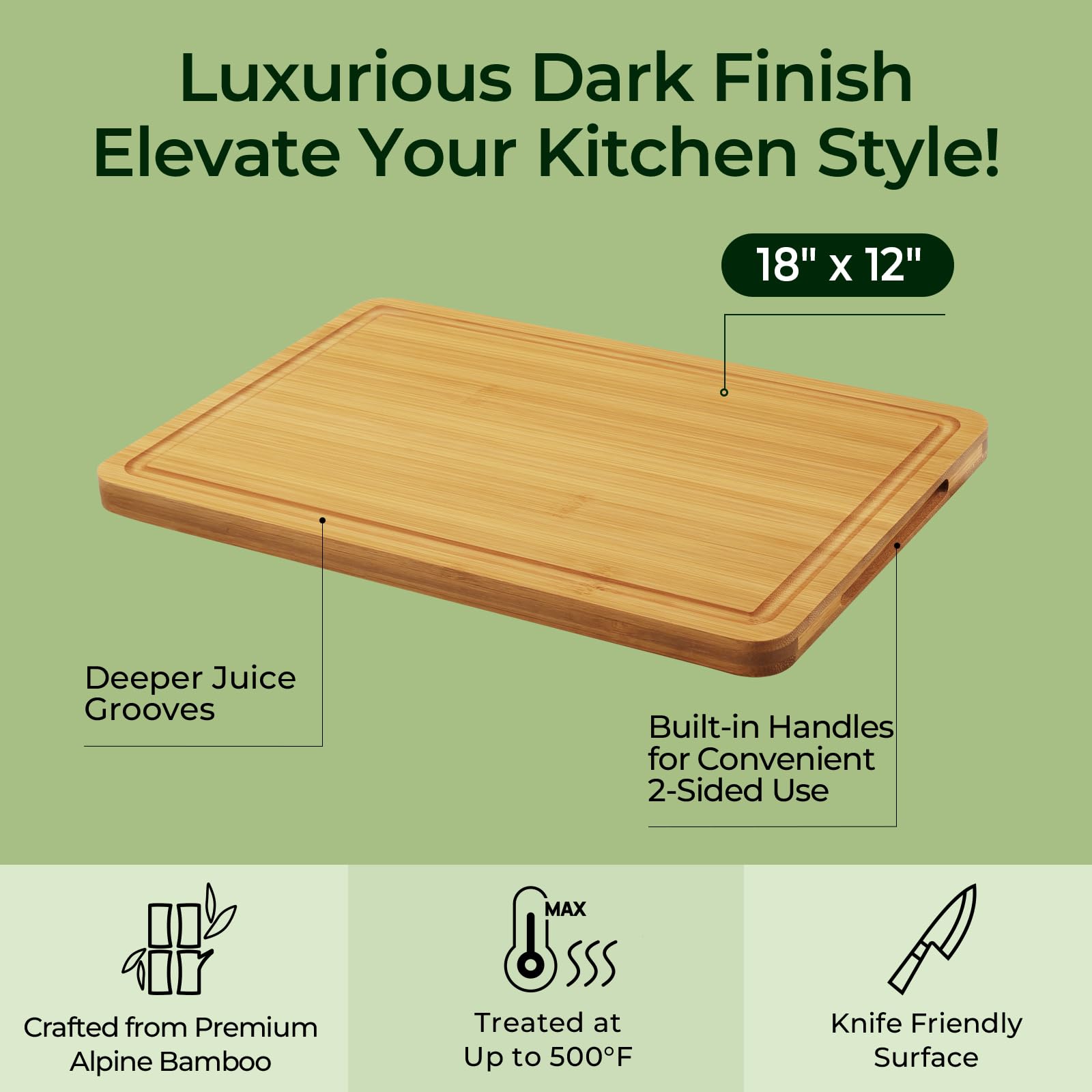 Keechee Natural Bamboo Cutting Board for Kitchen, XL Carving Board image 3