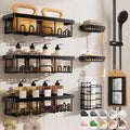 Veken black metal shower caddies 6-pack wall-mounted bathroom organizers