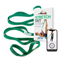 OPTP Stretch Out Strap and exercise book on white background