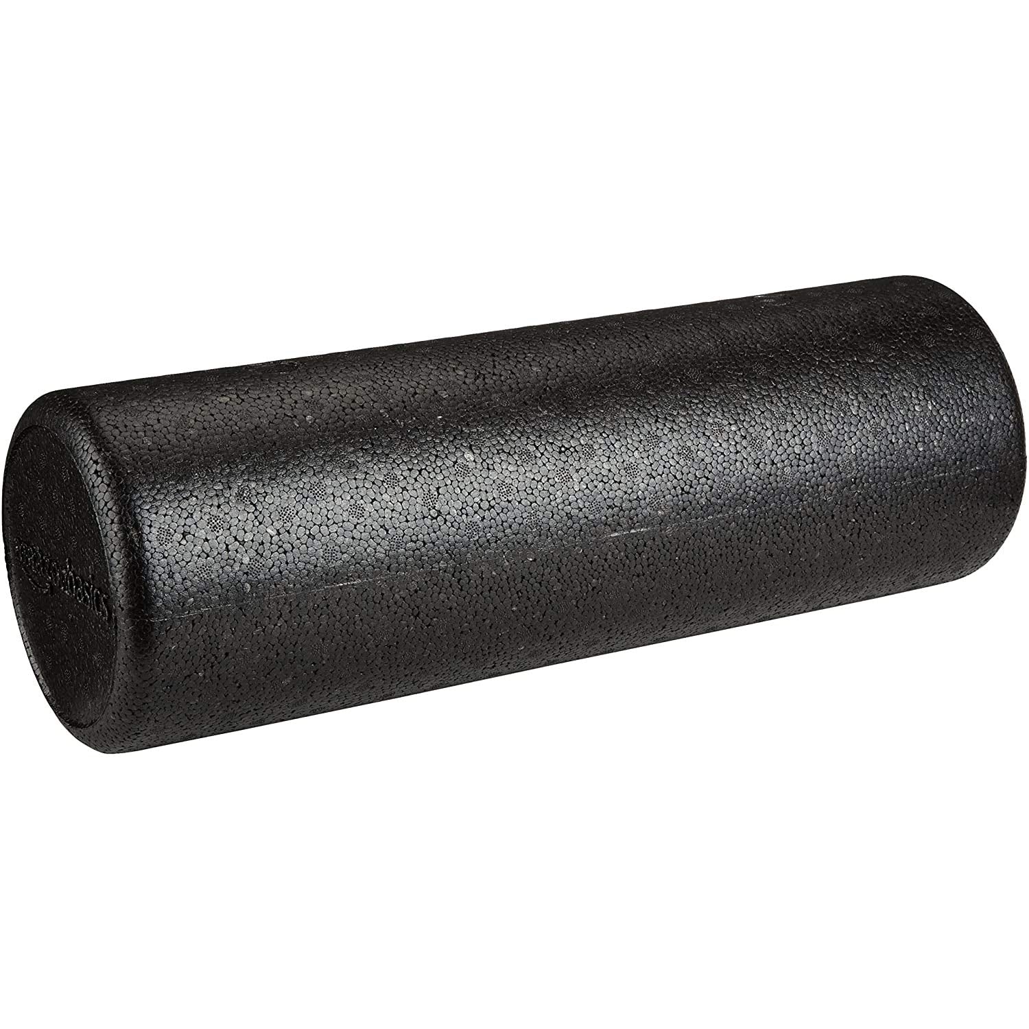 Black 18-inch Amazon Basics high-density foam roller