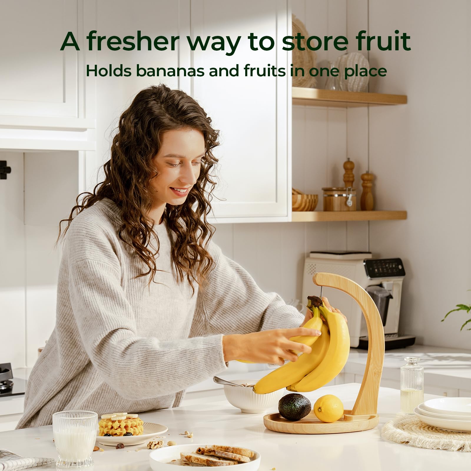 keechee Bamboo Banana Holder with Fruit Tray, 12.9" Tall image 4