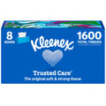 Eight Kleenex flat boxes of facial tissues, 200 tissues per box
