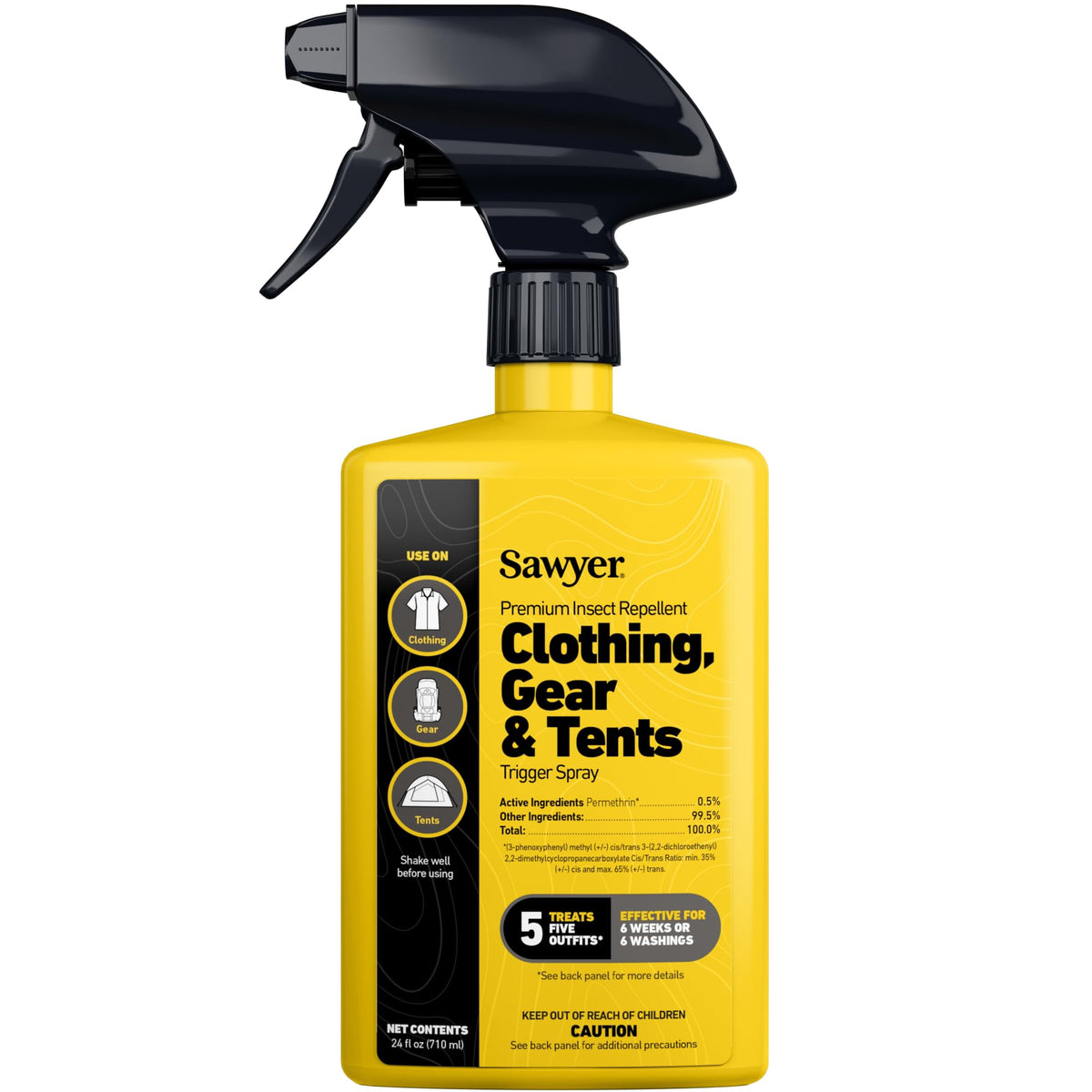24oz Sawyer Permethrin trigger spray bottle for treating clothing, gear and tents