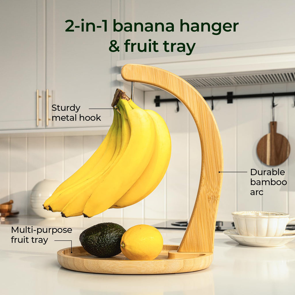 keechee Bamboo Banana Holder with Fruit Tray, 12.9" Tall image 3