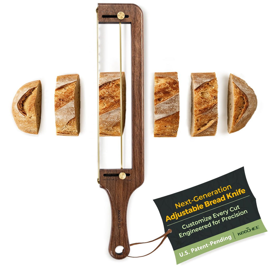 keechee Walnut Wood Adjustable Bread Knife for Homemade Sourdough