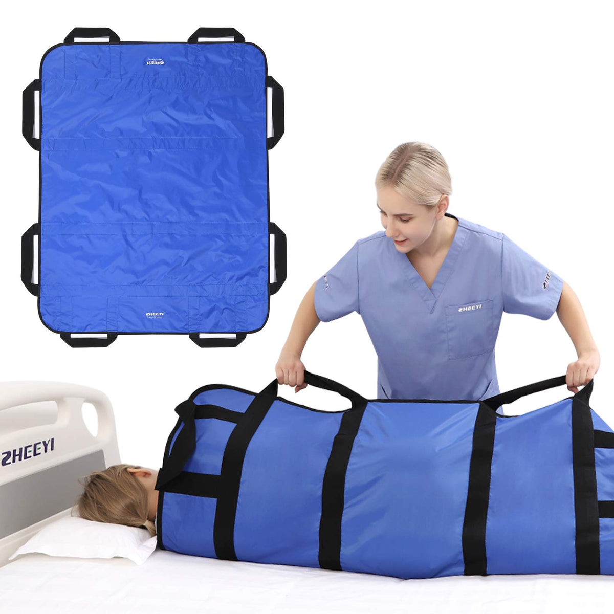 ZHEEYI washable positioning bed pad 48x40 with eight reinforced handles