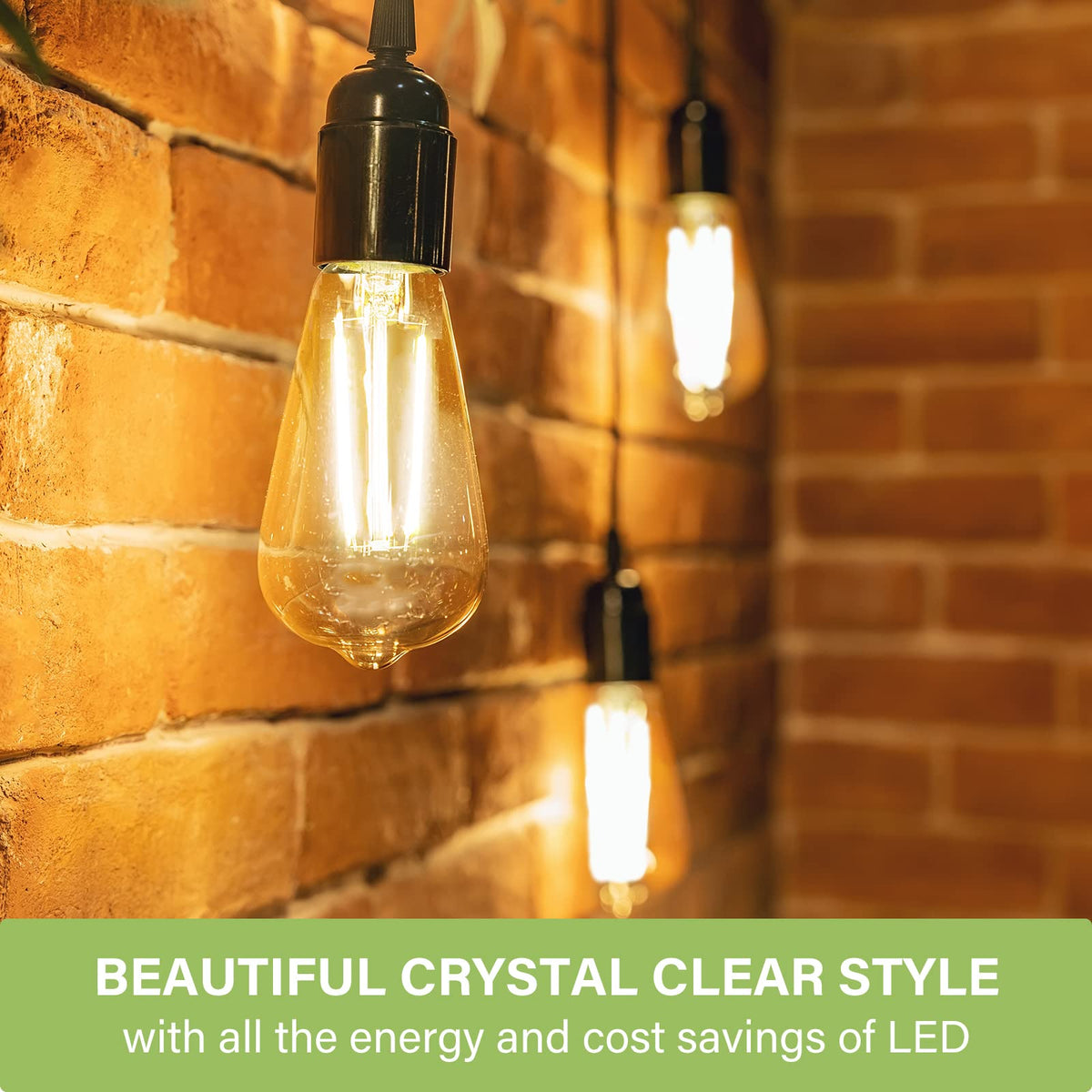 ST58 Filament Clear Non-Dimmable Vintage Light Bulbs 40W Equivalent 400LM Soft White 5000K 15, 000hrs 4 Pack image 4