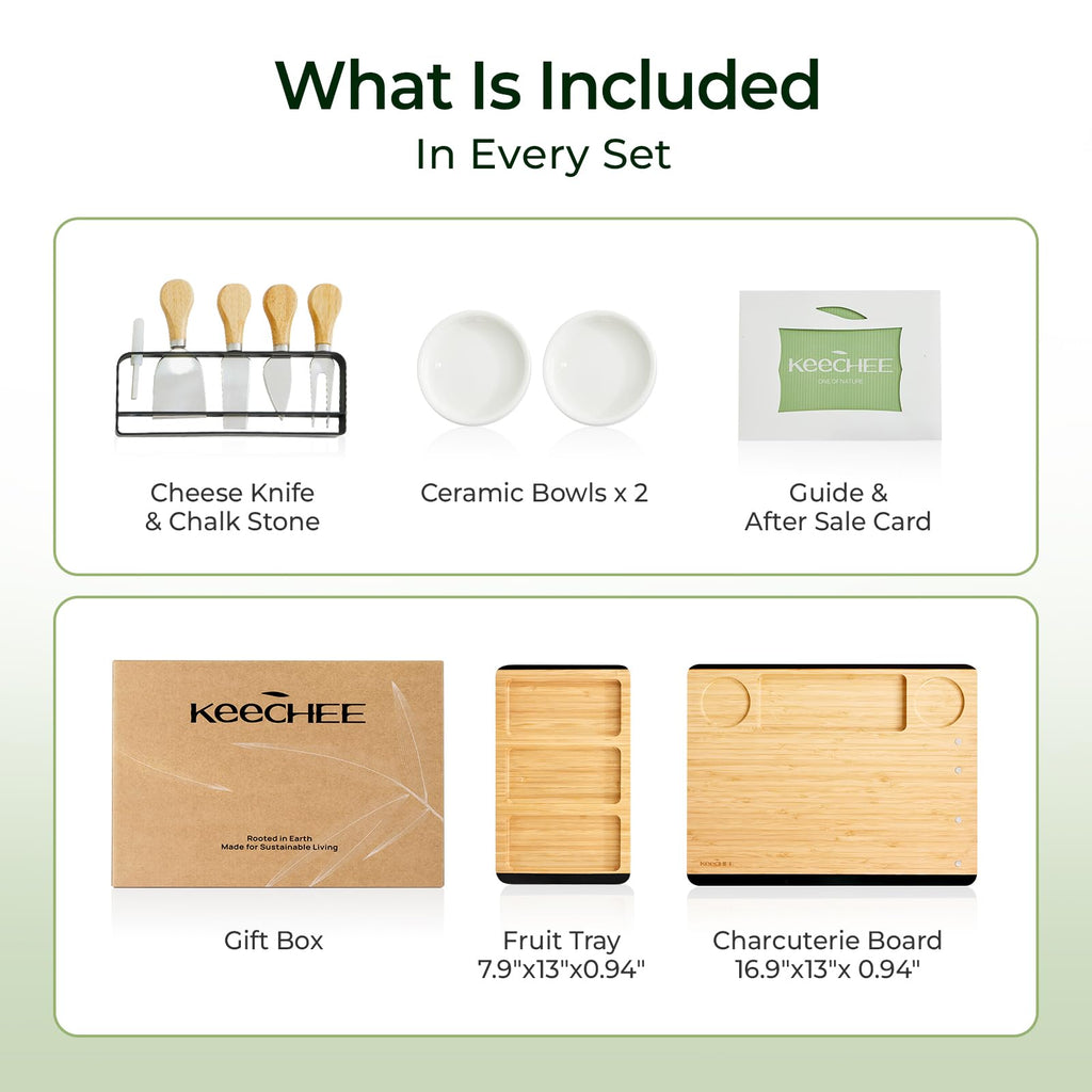keechee Charcuterie Boards Set, Large Bamboo Cheese Board Set with Chalkboard Edge & Forks Set - Ideal for Housewarming Gift, Weddings, Bridal Showers, and Unique Gifts for Womem image 7