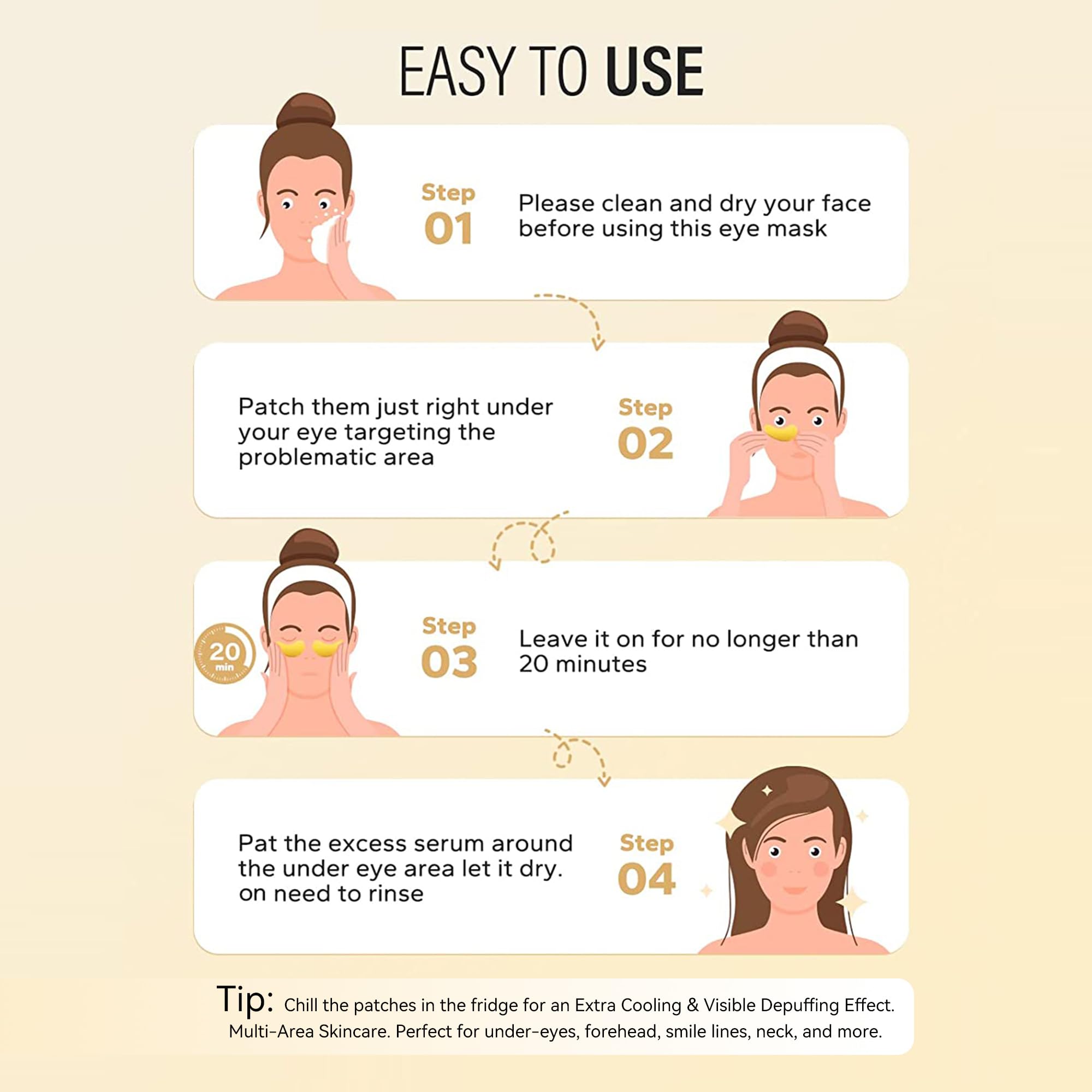 Maskiss 24k Gold Under Eye Patches (50 Pairs), eye mask, Collagen Skin Care Products, Eye Patches for Puffy Eyes, eye masks for dark circles and puffiness image 8
