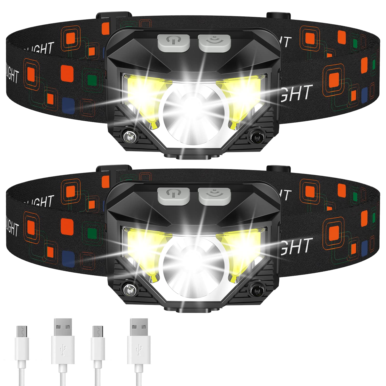 LHKNL rechargeable LED headlamp with adjustable strap and bright beam