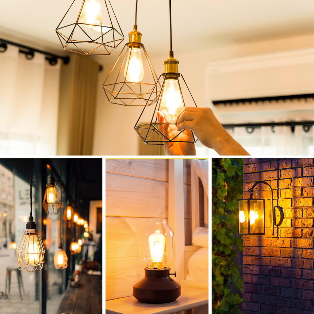 Sigalux LED Edison Bulb 60 watt Equivalent, E26 Light Bulb Dimmable, Soft White 2700K, Clear Glass ST58 Vintage Light Bulbs, 80+ CRI, 700LM, E26 Base, 12 Pack image 7