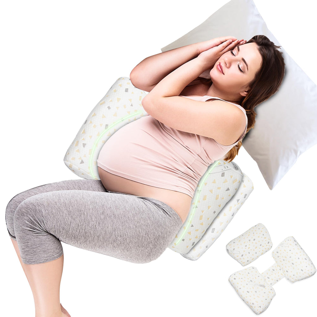 GloTika Pregnancy Pillows for Sleeping, Large Maternity Body Pillow Support for Back, Legs, Belly of Pregnant Women, Detachable and Adjustable, with Large Adjustable Pillow and Cover