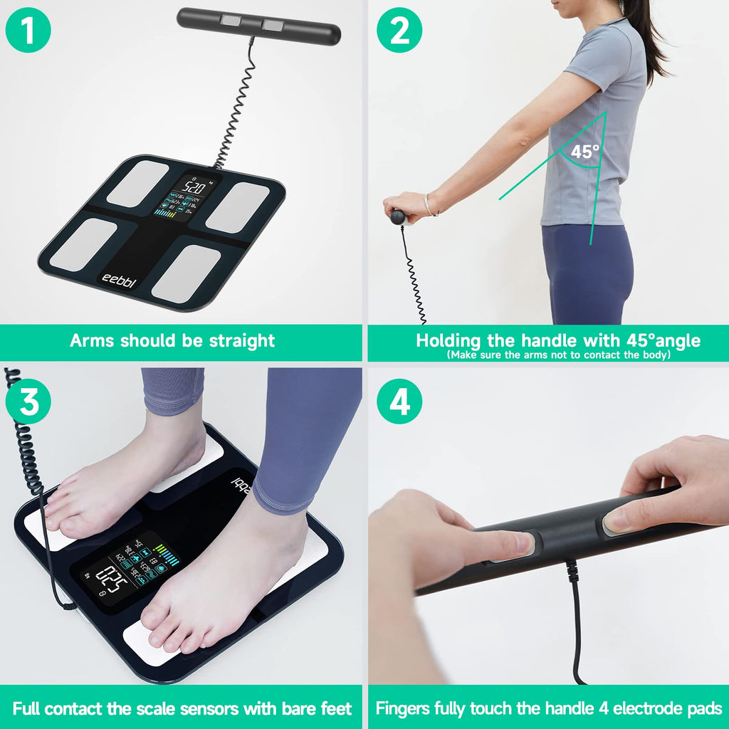EEBBL Body Fat Scale Most Accurate with Handheld, 20 Precise Full Body Biological Analyzer Bluetooth Scale for Weight, Body Composition Monitor Health Analyzer 400 lbs, Baby/Pet Mode, XXL Large Size image 6