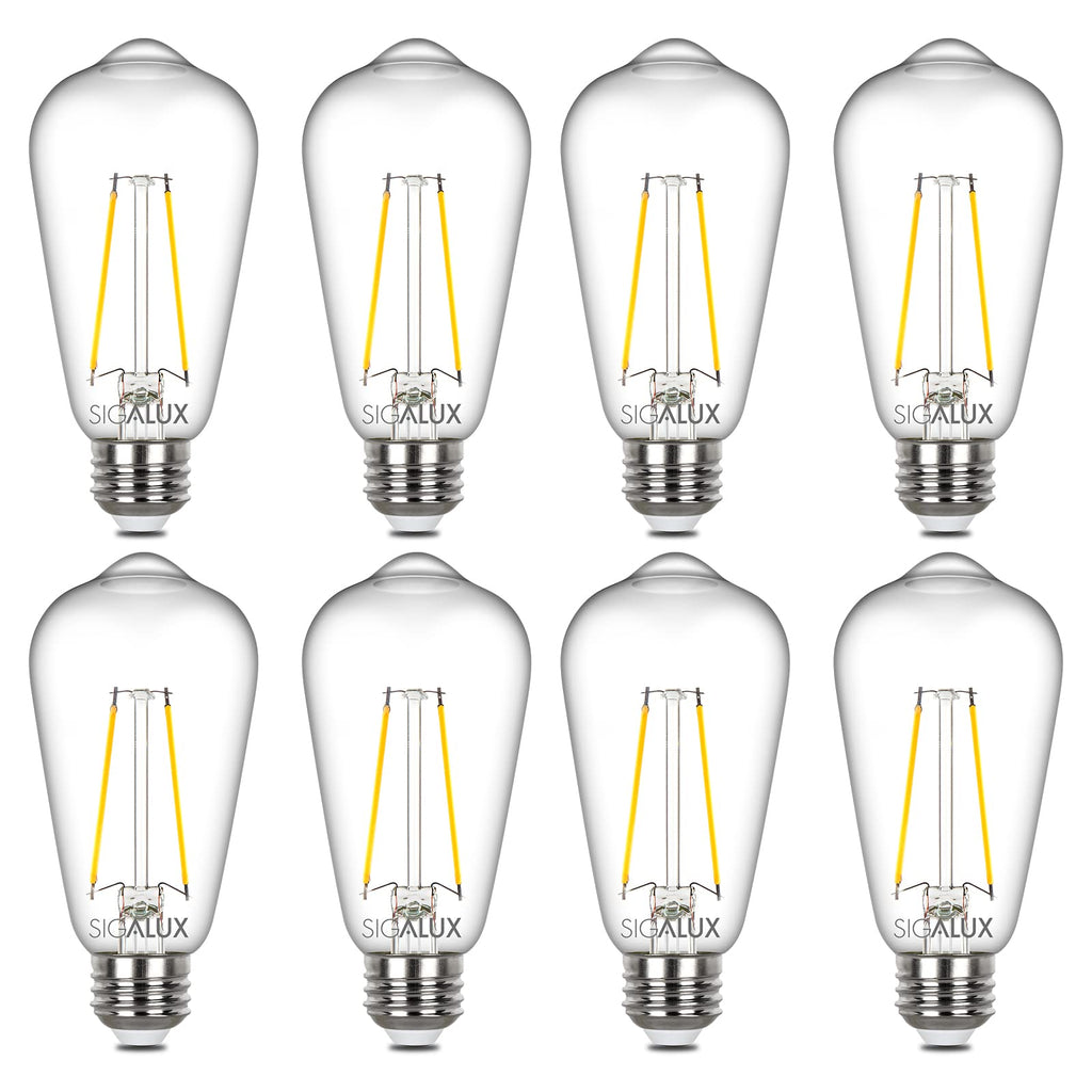 Filament Clear Non-Dimmable Vintage Light Bulbs 40W Equivalent 400LM Soft White 2700K 15, 000hrs 8 Pack