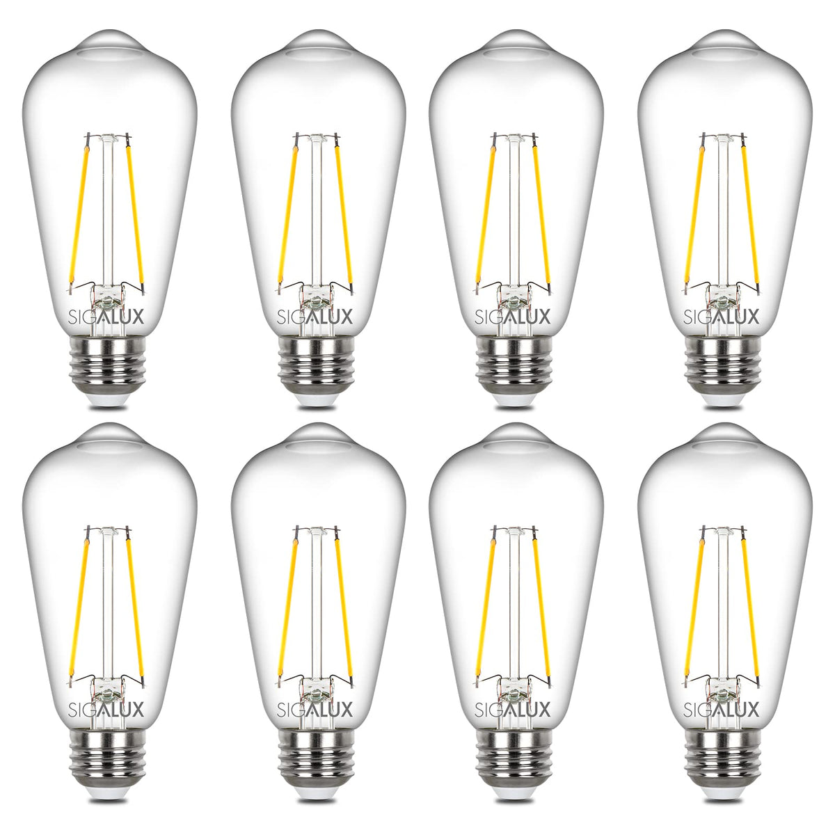 Filament Clear Non-Dimmable Vintage Light Bulbs 40W Equivalent 400LM Soft White 2700K 15, 000hrs 8 Pack