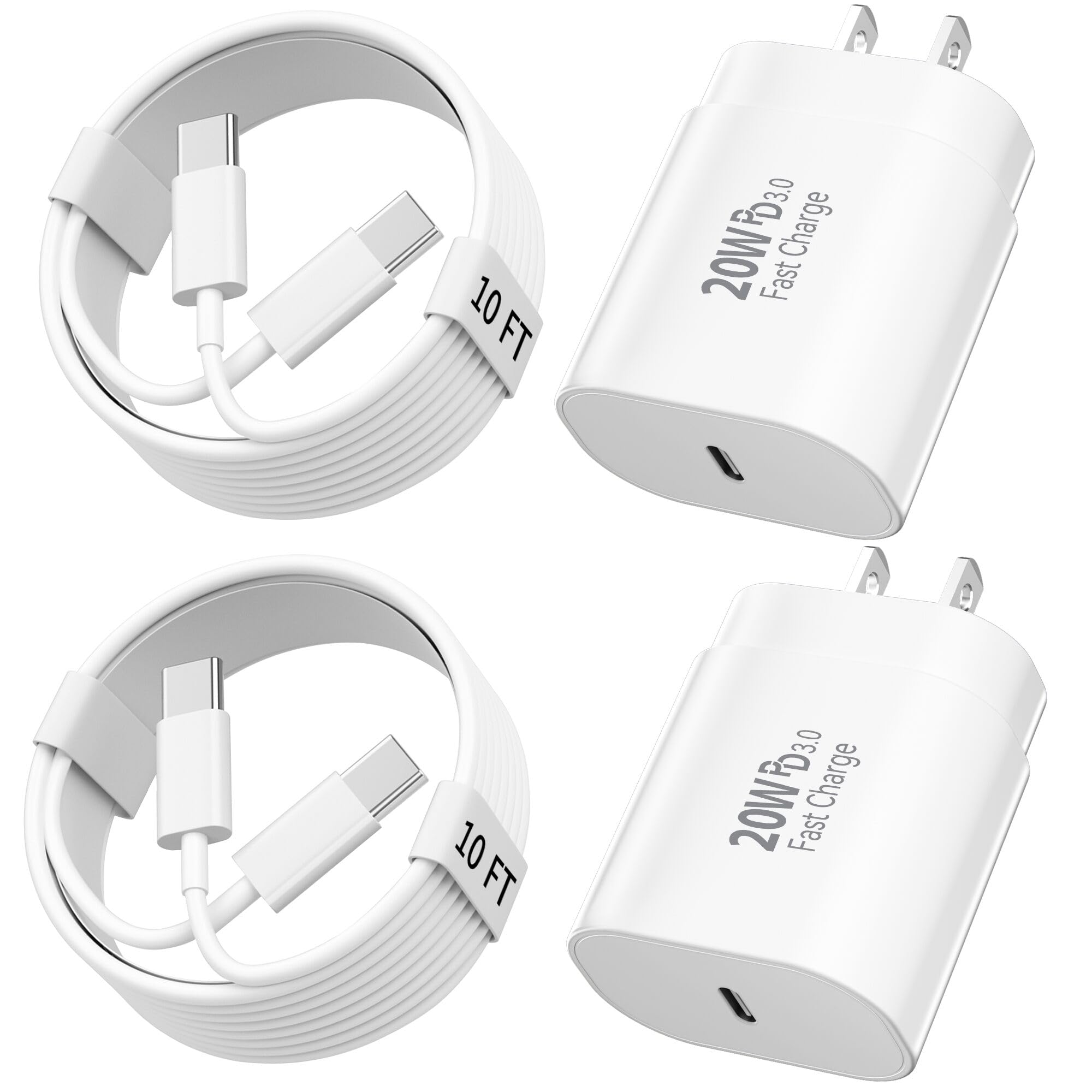 Ubearkk 20W USB-C wall charger, 10ft USB-C charging cable