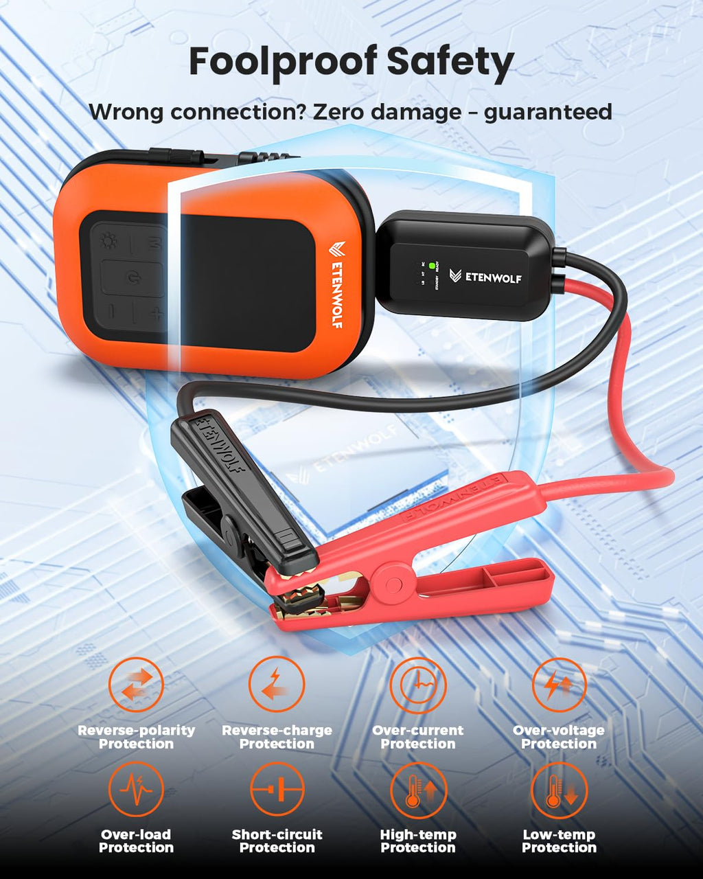 ETENWOLF 2000A Car Battery Jump Starter with 160PSI Air Compressor image 6