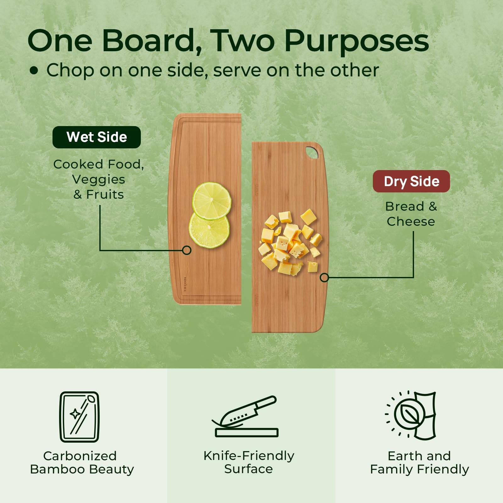 Keechee Dishwasher Safe Carbonized Bamboo Wood Cutting Boards image 4