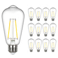 Sigalux LED Edison Bulb 60 watt Equivalent, E26 Light Bulb Dimmable, Soft White 2700K, Clear Glass ST58 Vintage Light Bulbs, 80+ CRI, 700LM, E26 Base, 12 Pack