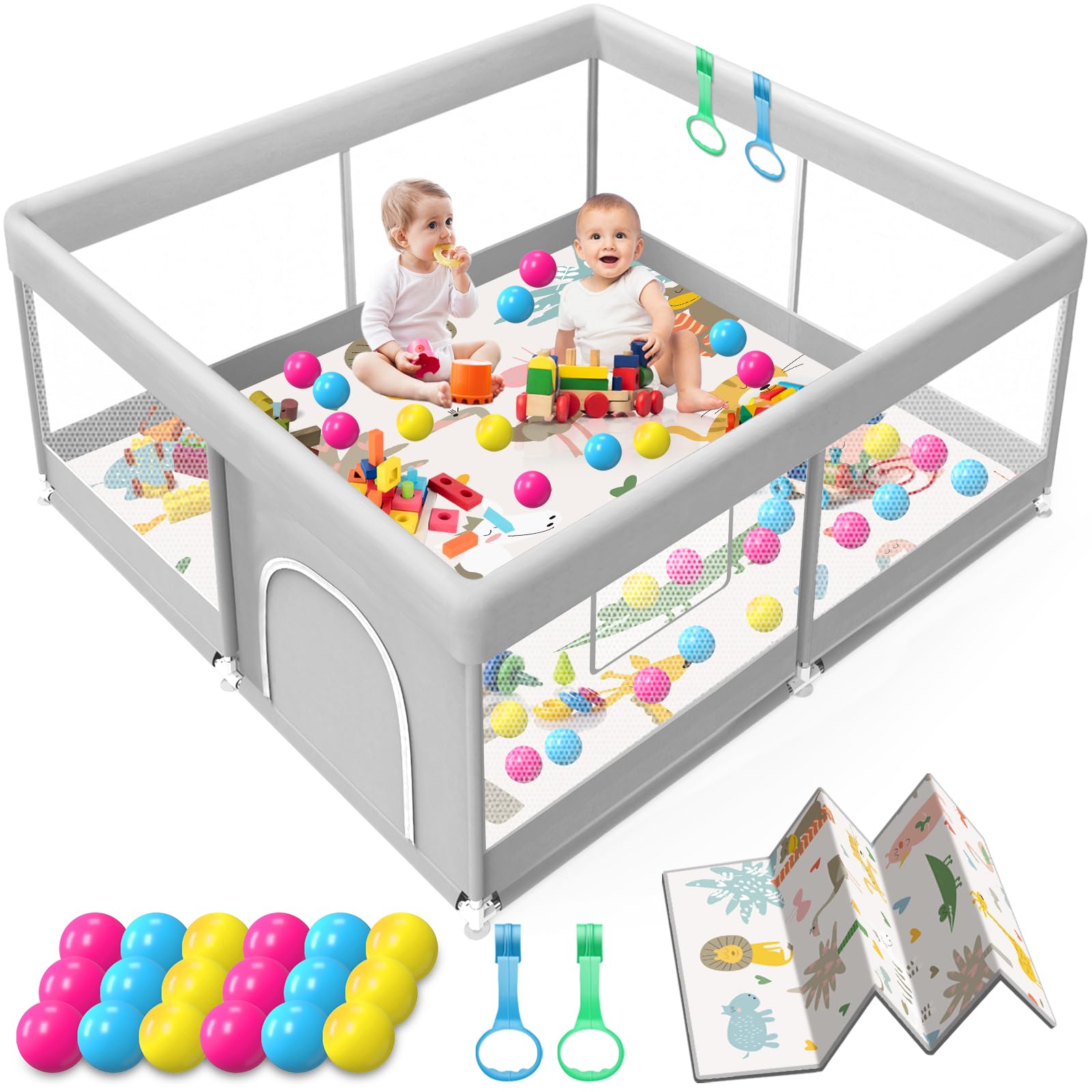 Jaobeem Baby Playpen with Mat, 50x50 Inch - Baby Gear