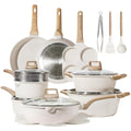 CAROTE 21-piece nonstick pots and pans set including fry pan, saucepans, stockpot, egg pan and glass lids